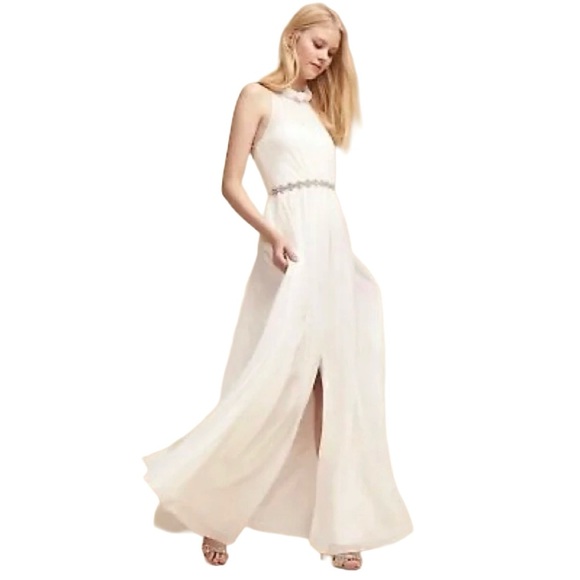 BHLDN Dresses & Skirts - BHLDN Hitherto Camila Silk Maxi Dress Ivory Sheer Bridal Size 4